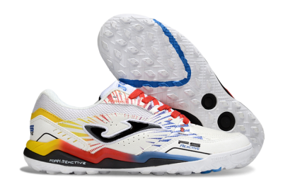 Men's Joma Top Flex TF Football Shoes - White/Blue/Red/Yellow