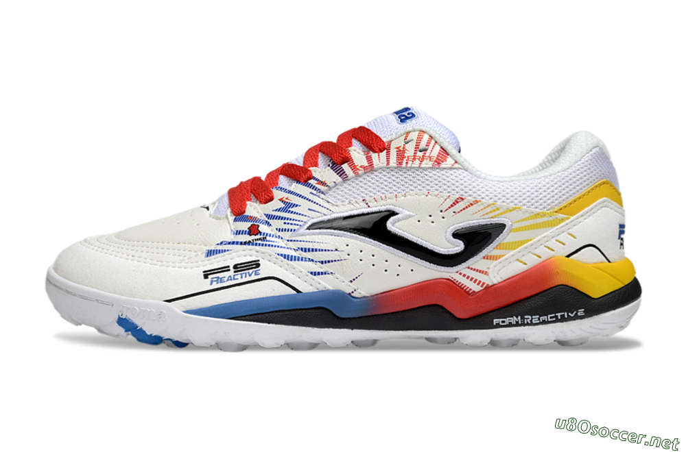 Men's Joma Top Flex TF Football Shoes - White/Blue/Red/Yellow 0