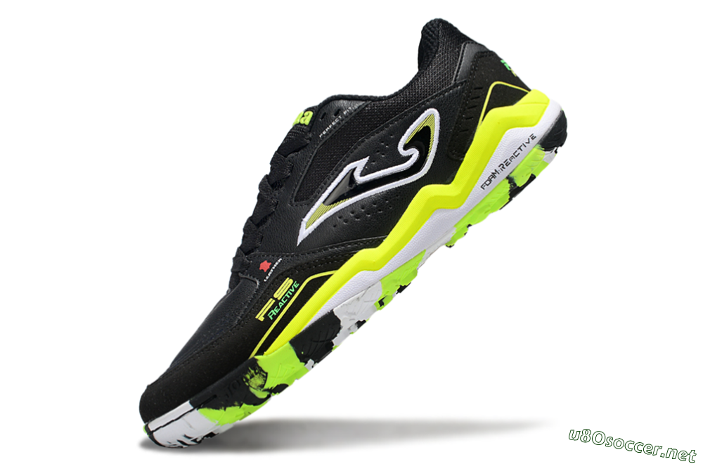 Men's Joma Top Flex TF Football Shoes - Black/White/Yellow 5
