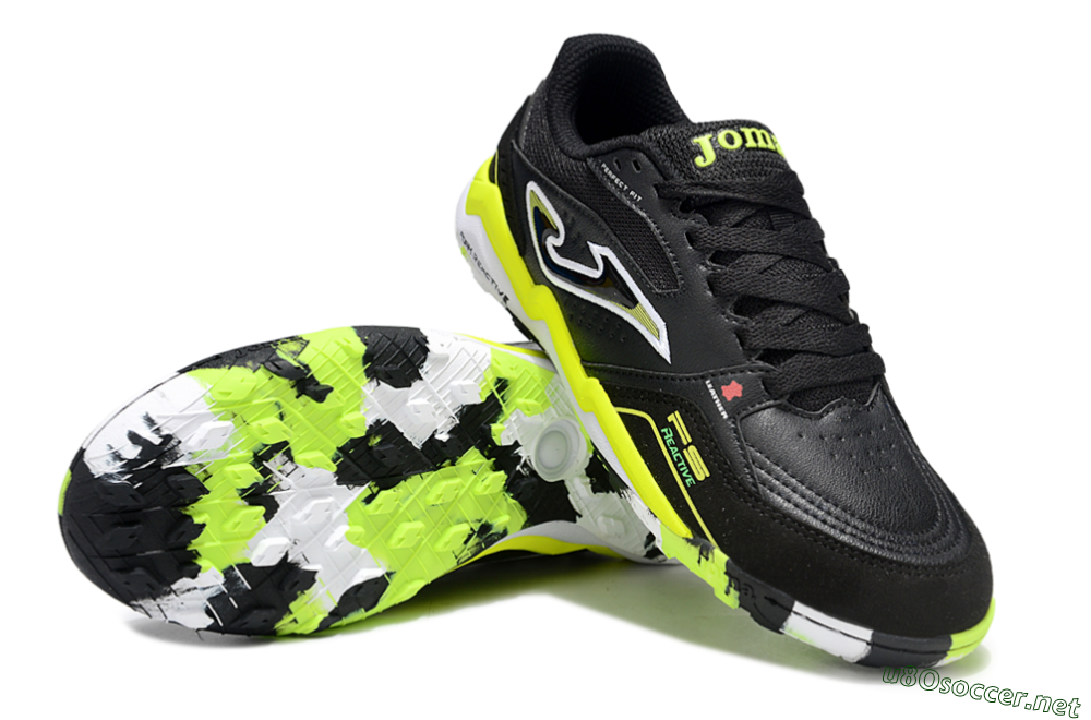 Men's Joma Top Flex TF Football Shoes - Black/White/Yellow 3