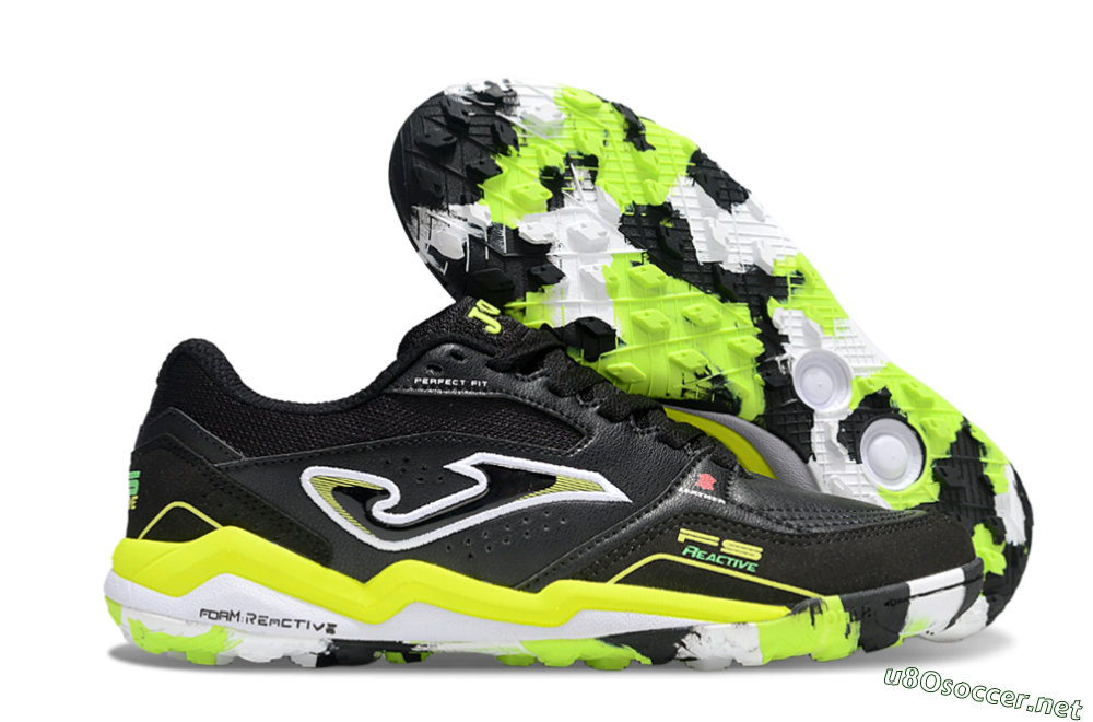Men's Joma Top Flex TF Football Shoes - Black/White/Yellow 2