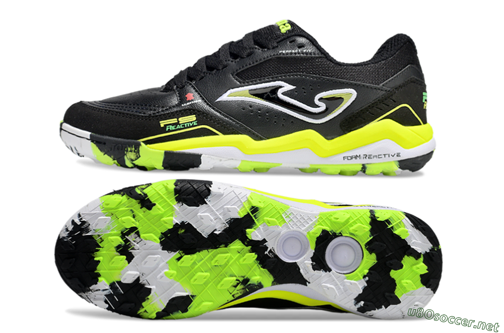 Men's Joma Top Flex TF Football Shoes - Black/White/Yellow 1