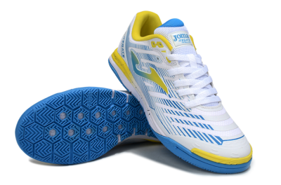 Men's Joma Top Flex IC Football Shoes - White/Blue/Yellow