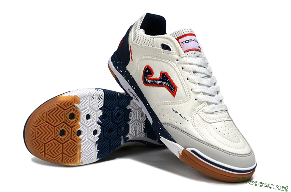 Men's Joma Top Flex IC Football Shoes - White/Blue/Red 3