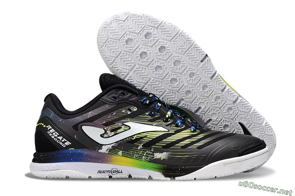 Men's Joma Top Flex IC Football Shoes - Black/White/Yellow 2