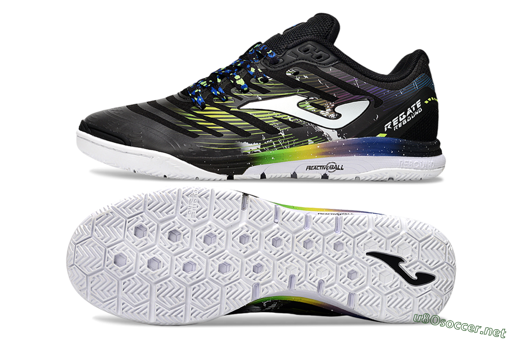 Men's Joma Top Flex IC Football Shoes - Black/White/Yellow 1