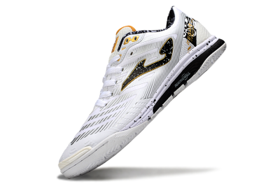 Men's Joma Top Flex IC Football Shoes - White/Black/Gold
