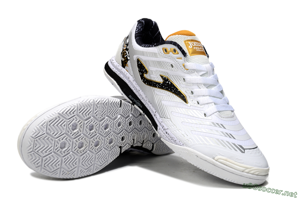 Men's Joma Top Flex IC Football Shoes - White/Black/Gold 3