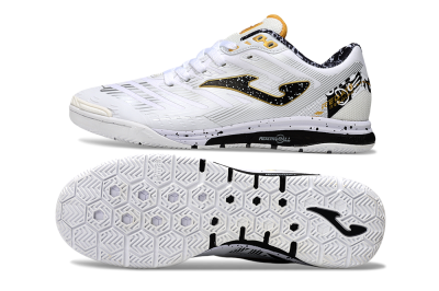 Men's Joma Top Flex IC Football Shoes - White/Black/Gold