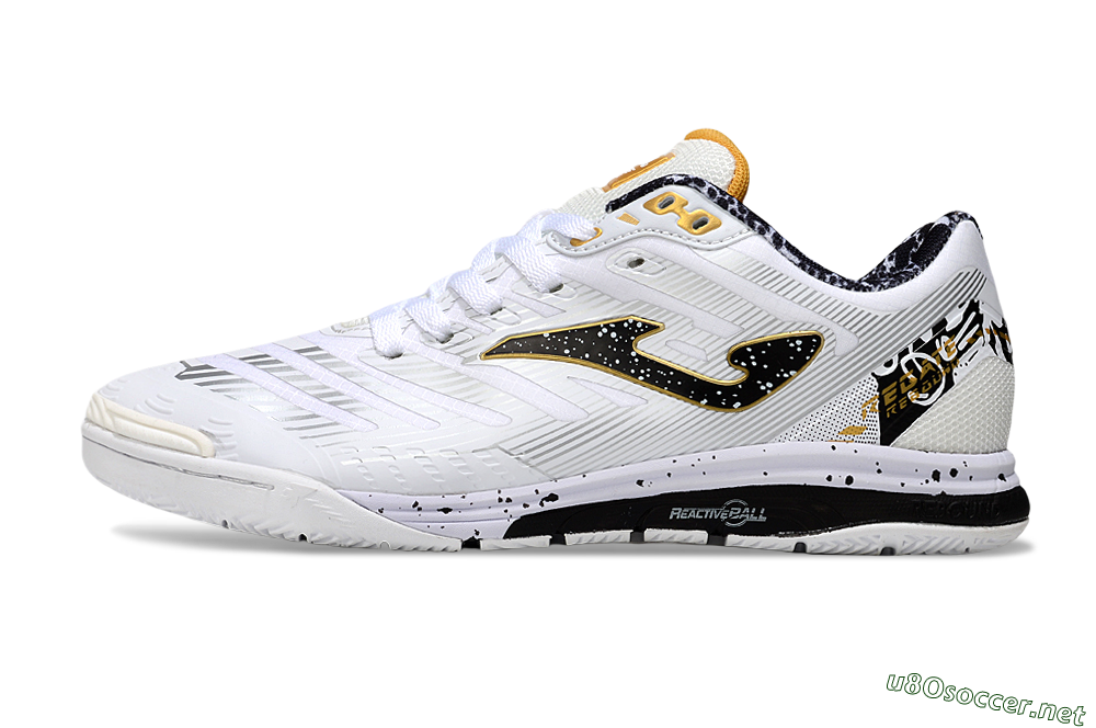 Men's Joma Top Flex IC Football Shoes - White/Black/Gold 0