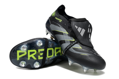 Men's Adidas Predator 25 Elite Foldover Tongue SG Football Boots - Black/Grey/Yellow