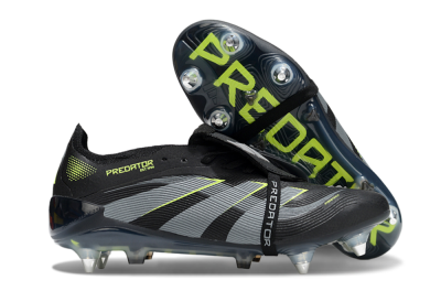 Men's Adidas Predator 25 Elite Foldover Tongue SG Football Boots - Black/Grey/Yellow