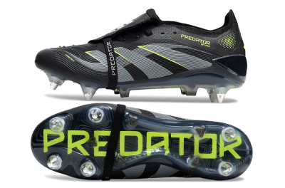Men's Adidas Predator 25 Elite Foldover Tongue SG Football Boots - Black/Grey/Yellow