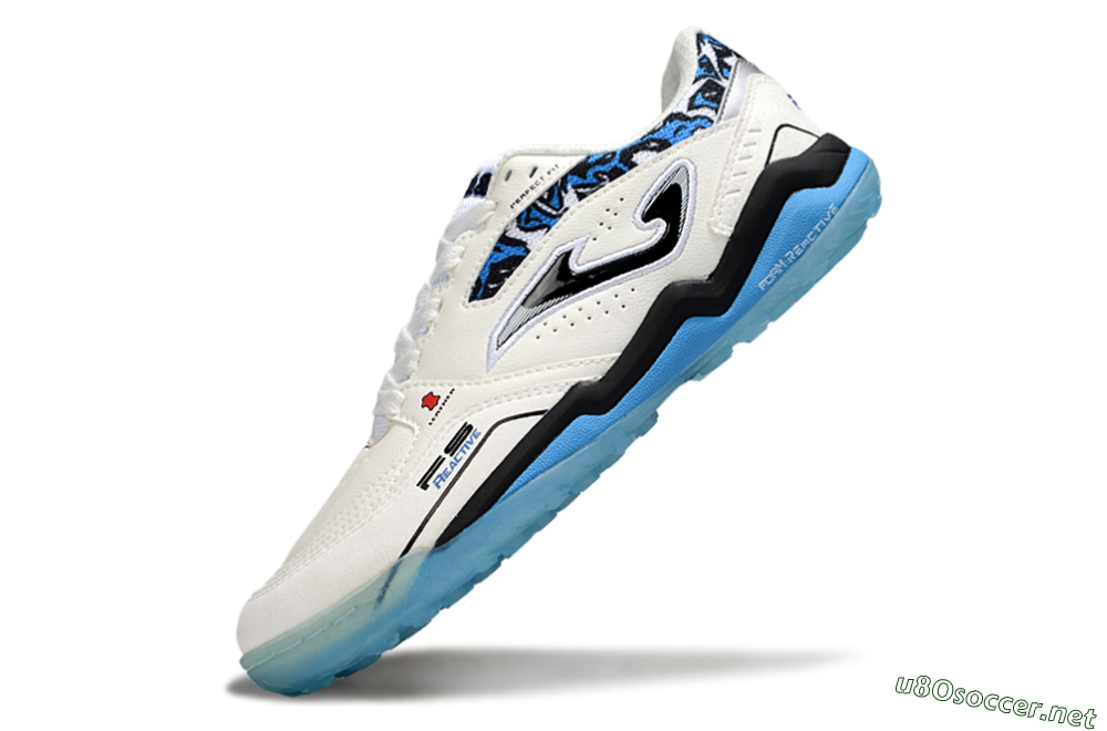 Men's Joma Top Flex TF Football Shoes - White/Black/Blue 5