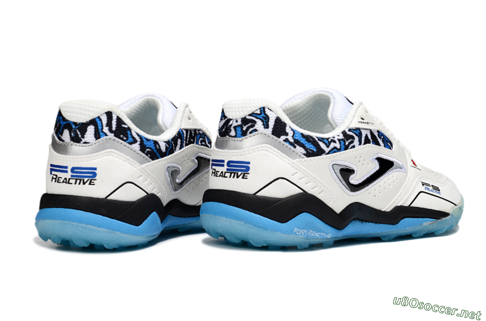 Men's Joma Top Flex TF Football Shoes - White/Black/Blue 6