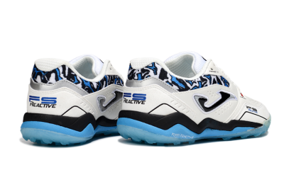 Men's Joma Top Flex TF Football Shoes - White/Black/Blue