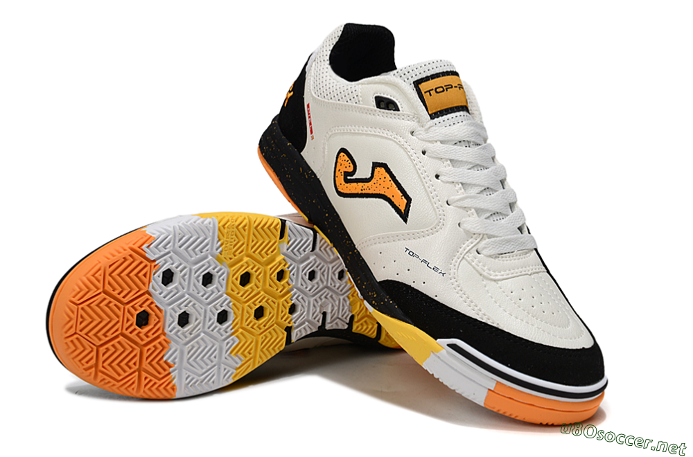 Men's Joma Top Flex IC Football Shoes - White/Yellow/Black 3