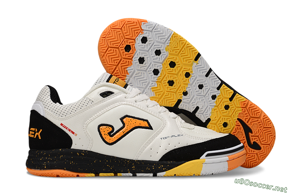 Men's Joma Top Flex IC Football Shoes - White/Yellow/Black 2