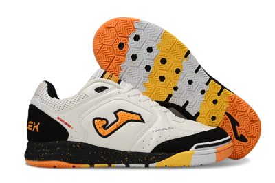Men's Joma Top Flex IC Football Shoes - White/Yellow/Black