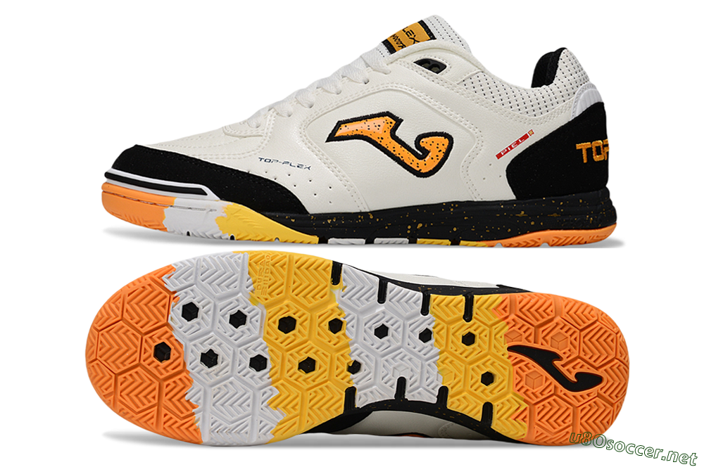 Men's Joma Top Flex IC Football Shoes - White/Yellow/Black 1