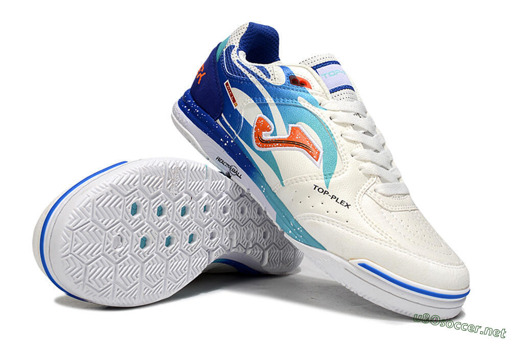 Men's Joma Top Flex IC Football Shoes - White/Red/Blue 3