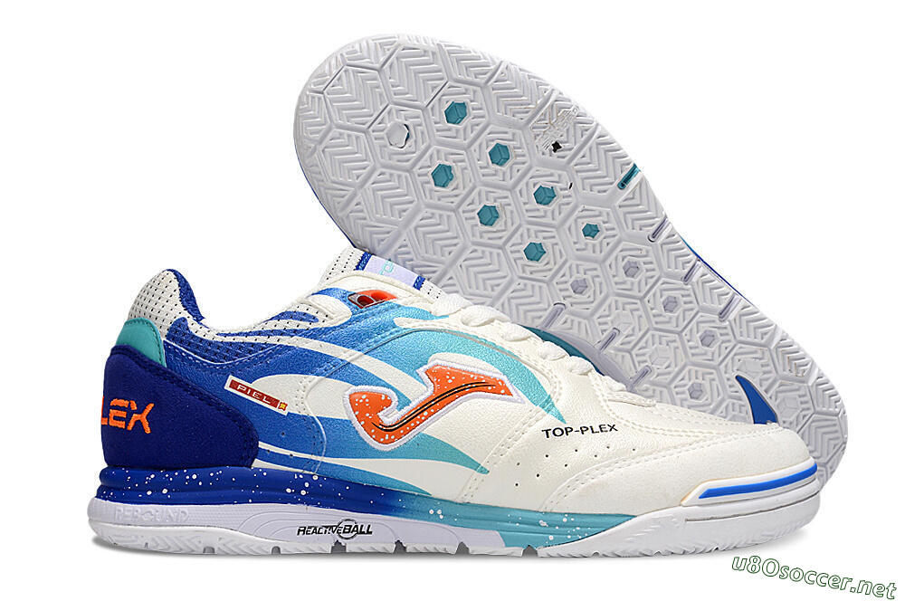 Men's Joma Top Flex IC Football Shoes - White/Red/Blue 2