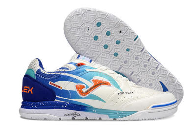 Men's Joma Top Flex IC Football Shoes - White/Red/Blue