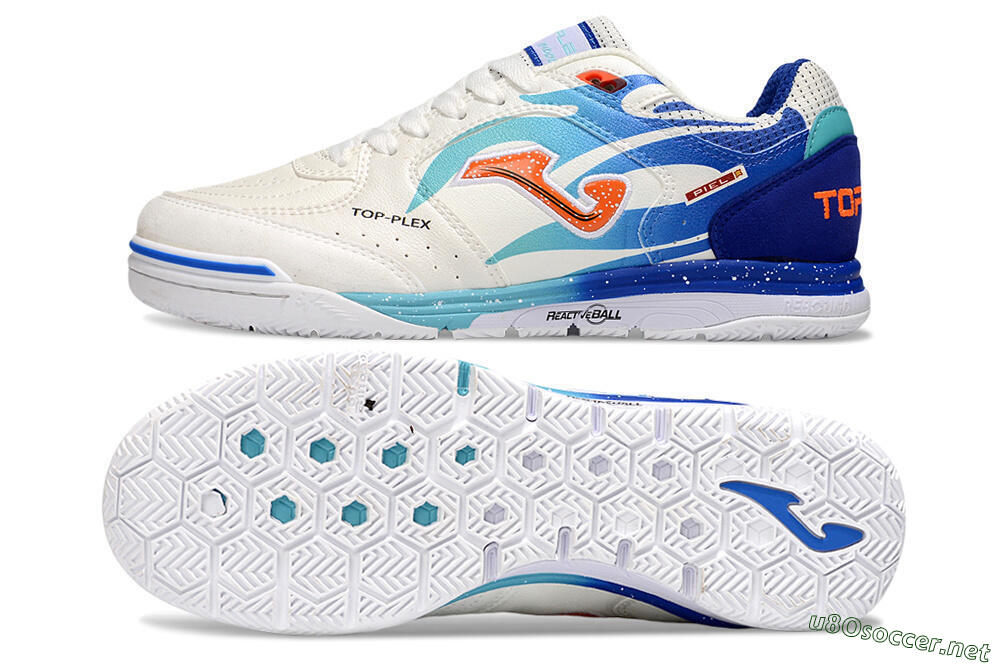 Men's Joma Top Flex IC Football Shoes - White/Red/Blue 1