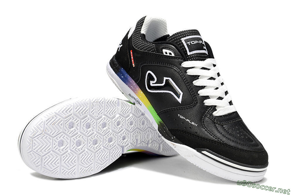 Men's Joma Top Flex IC Football Shoes - Black/White/Red 3