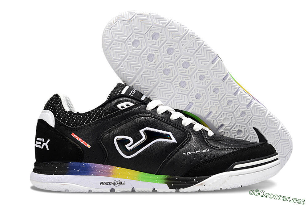 Men's Joma Top Flex IC Football Shoes - Black/White/Red 2