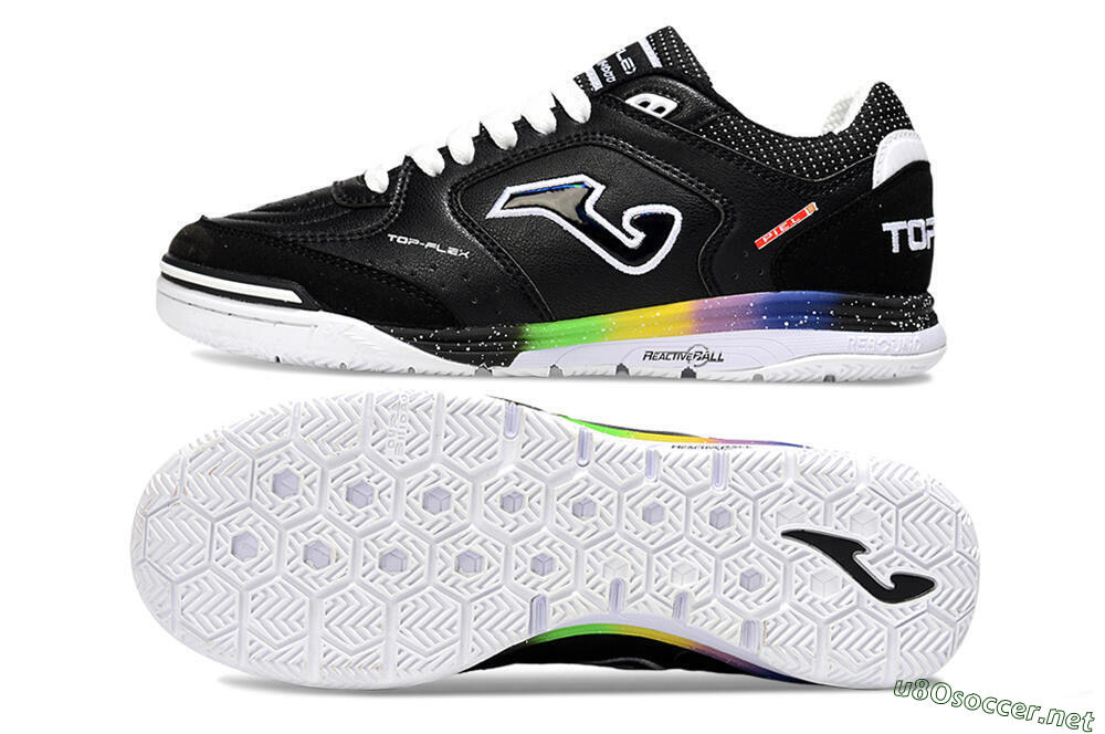 Men's Joma Top Flex IC Football Shoes - Black/White/Red 1