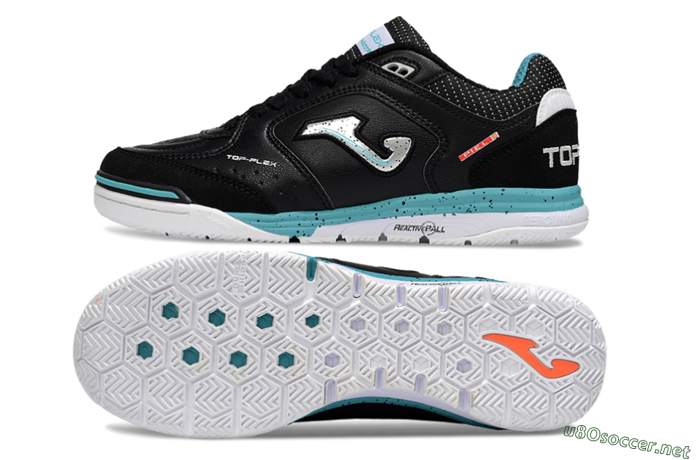 Men's Joma Top Flex IC Football Shoes - Black/Silver/Blue 1