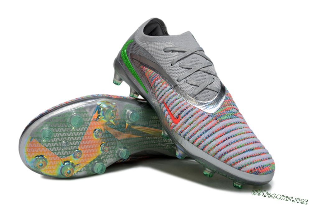 Unisex Nike Phantom 6 Elite AG Football Boots - Grey/Silver/Red 3