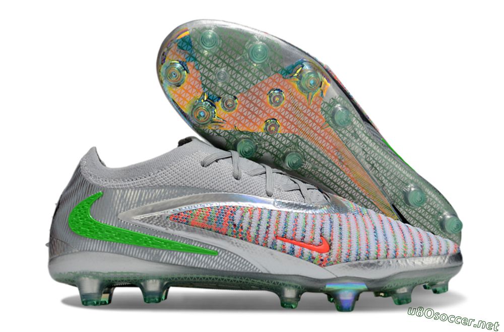 Unisex Nike Phantom 6 Elite AG Football Boots - Grey/Silver/Red 2