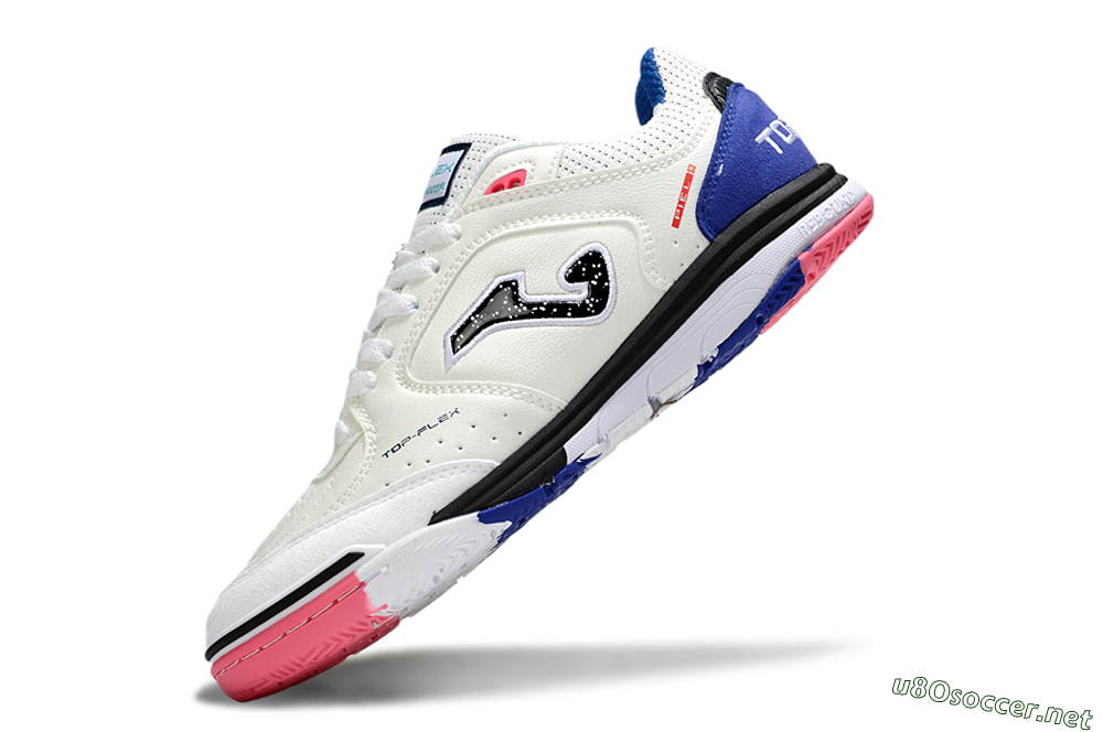 Men's Joma Top Flex IC Football Shoes - White/Black/Blue 5