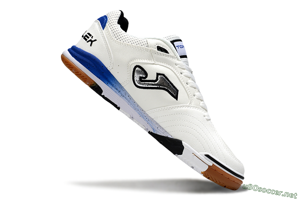 Men's Joma Top Flex IC Football Shoes - White/Silver/Blue 4