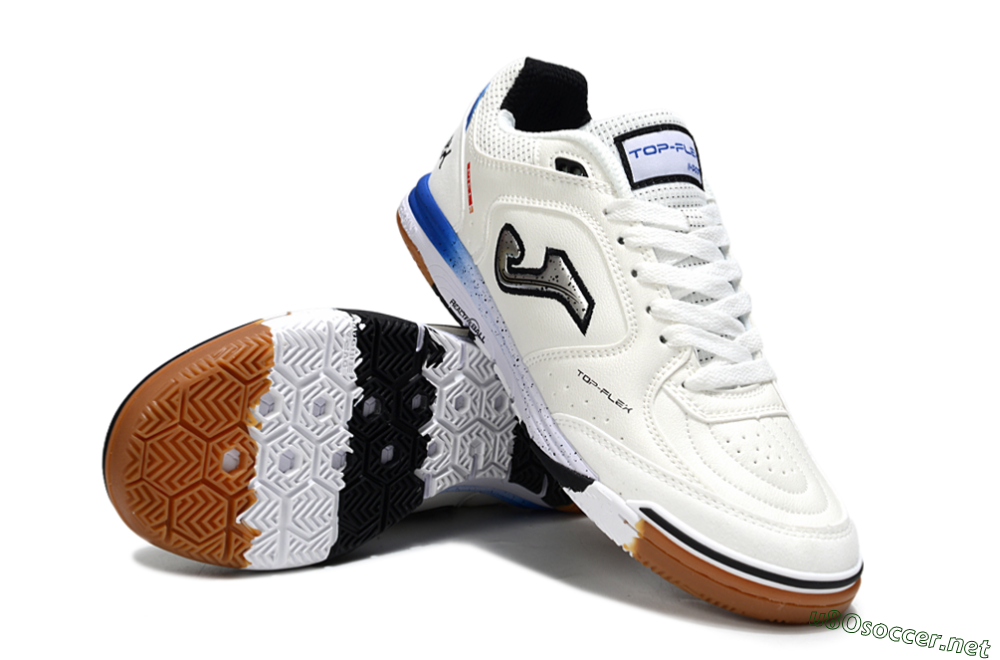 Men's Joma Top Flex IC Football Shoes - White/Silver/Blue 3