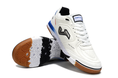 Men's Joma Top Flex IC Football Shoes - White/Silver/Blue