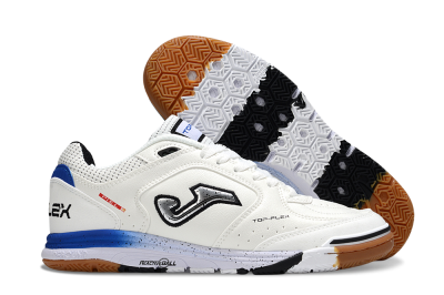 Men's Joma Top Flex IC Football Shoes - White/Silver/Blue