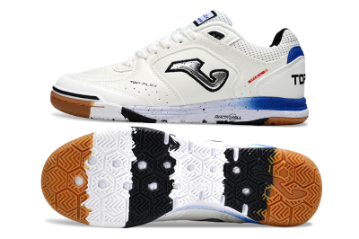 Men's Joma Top Flex IC Football Shoes - White/Silver/Blue