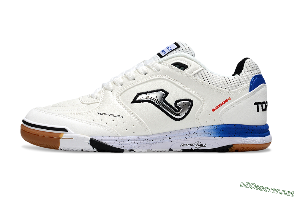 Men's Joma Top Flex IC Football Shoes - White/Silver/Blue 0