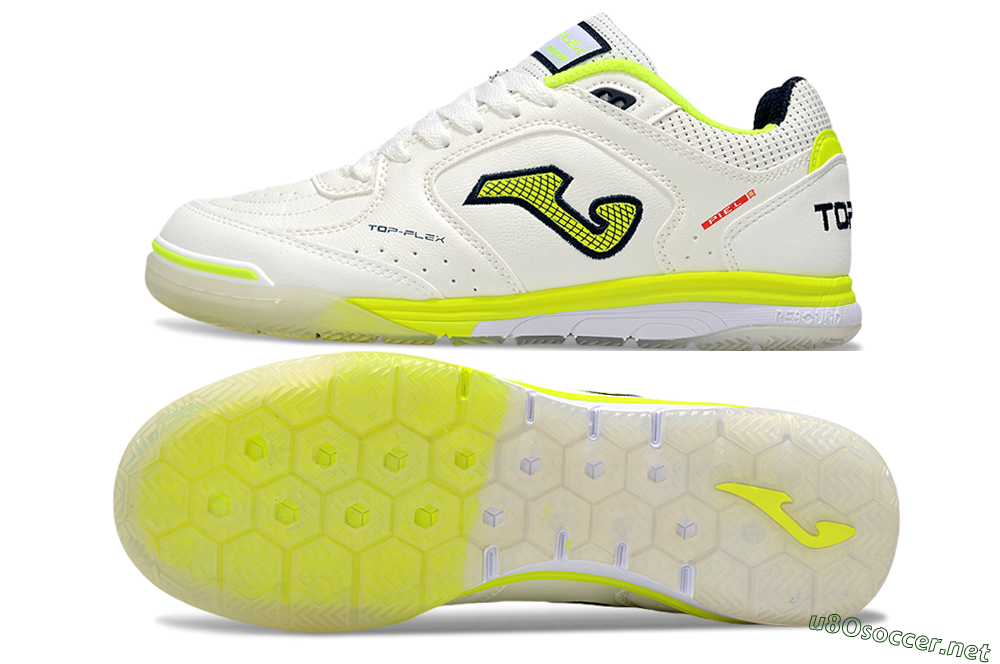 Men's Joma Top Flex IC Football Shoes - White/Yellow/Black 1