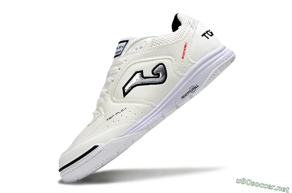 Men's Joma Top Flex IC Football Shoes - White/Silver/Black 5