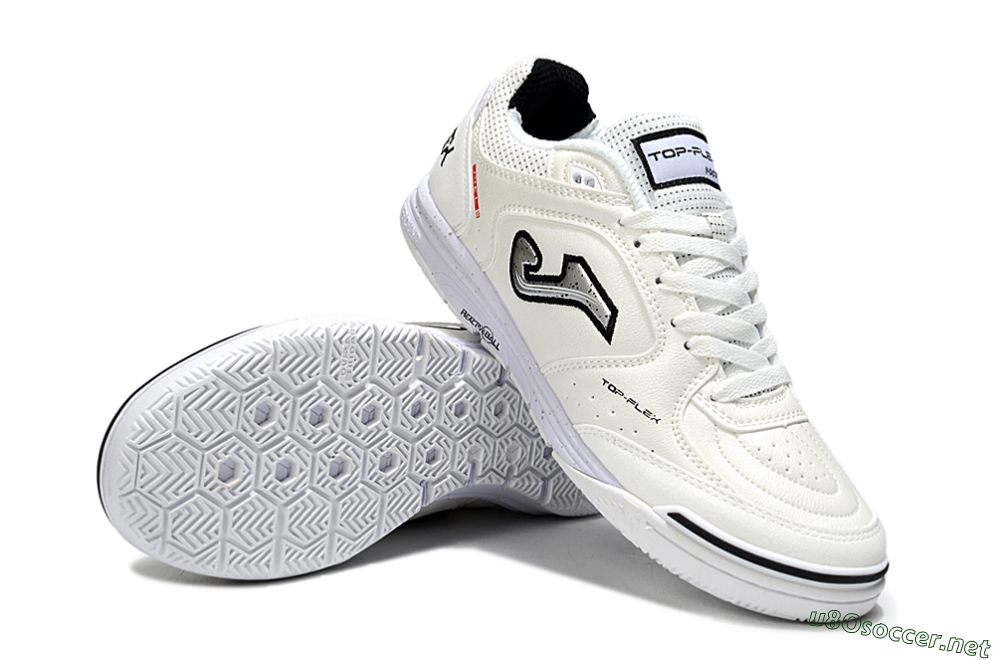 Men's Joma Top Flex IC Football Shoes - White/Silver/Black 3