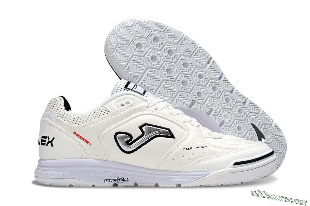 Men's Joma Top Flex IC Football Shoes - White/Silver/Black 2