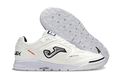 Men's Joma Top Flex IC Football Shoes - White/Silver/Black