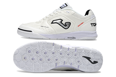 Men's Joma Top Flex IC Football Shoes - White/Silver/Black