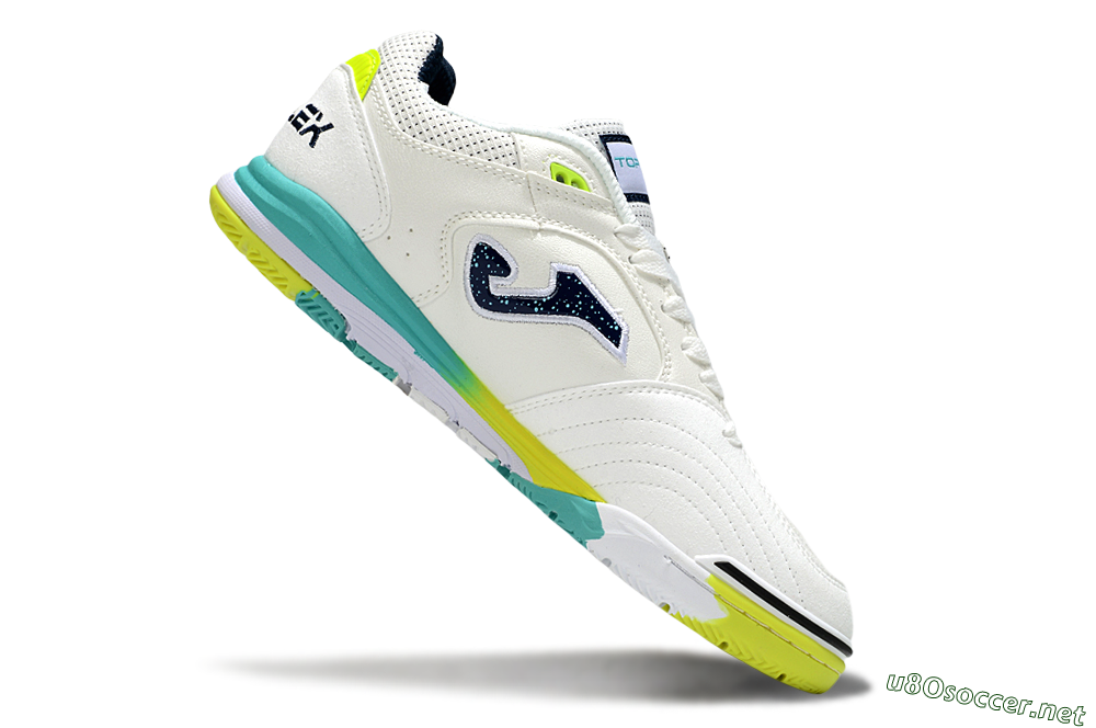 Men's Joma Top Flex IC Football Shoes - White/Yellow/Jade 4