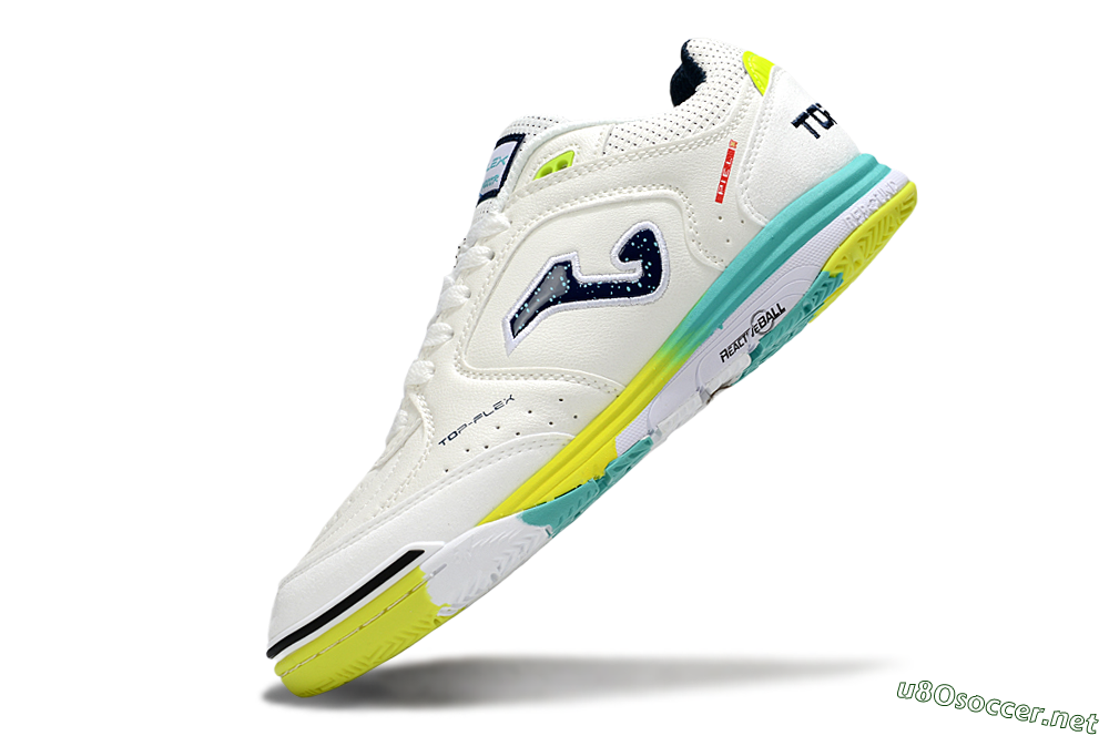 Men's Joma Top Flex IC Football Shoes - White/Yellow/Jade 5