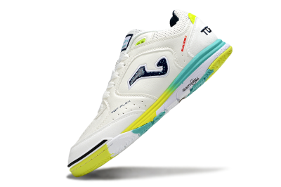 Men's Joma Top Flex IC Football Shoes - White/Yellow/Jade